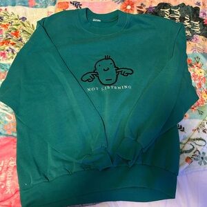 Jerzees Teal Crewneck Sweater with Graphic